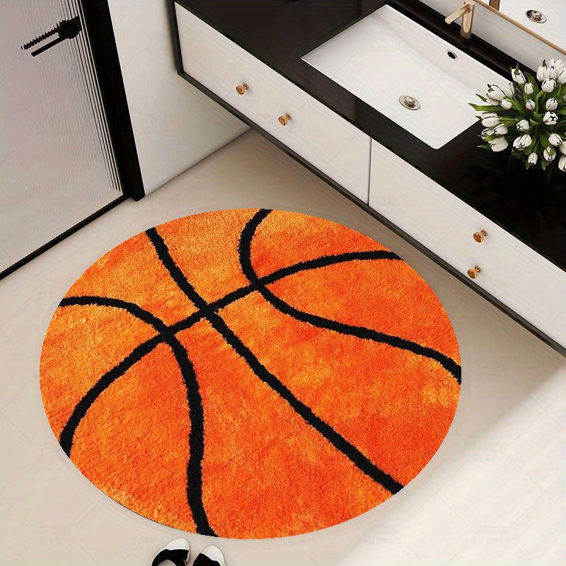 Home Gym Kids - Alfombra Redonda con Diseño de Baloncesto,