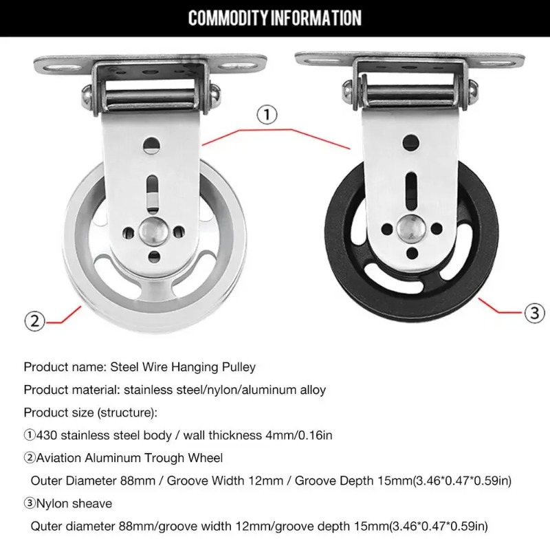 Pulley Home Gym - Rueda de polea silenciosa giratoria de